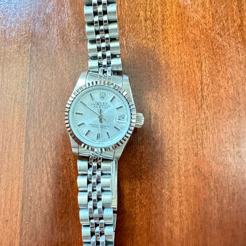 26mm Silver Rolex Oyster Perpetual women's watch